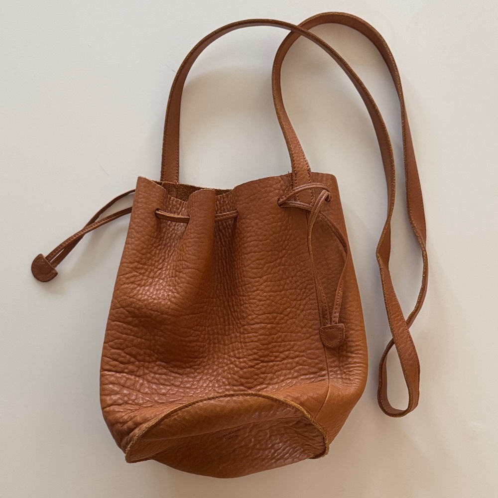 baggu leather bucket bag